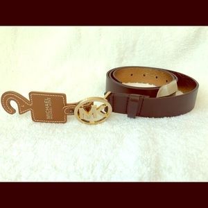 NWT Michael Kors brown leather belt size Large
